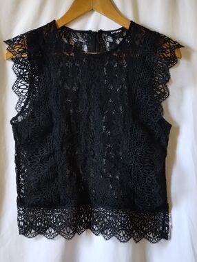 Express Black Lace Shell Top